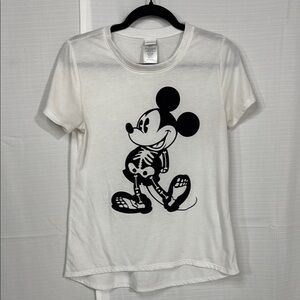 Disney White Mickey Mouse Skeleton Tee